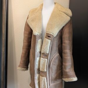 Sawyer of Napa Californian Shearling Lambskin Coat 40 Vintage Suede Sherpa Coat